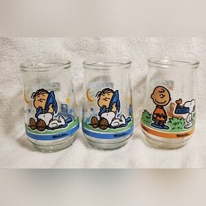 Vintage Welch's Jelly Jars Snoopy Peanuts Comics Set of 3, #2 and #6
